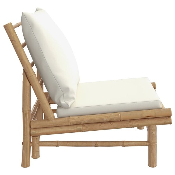 vidaXL Patio Bench with Cream White Cushions Bamboo