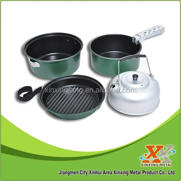 6 Pcs Non stick Coating Indian Hiking Aluminum Cooking Pot Set