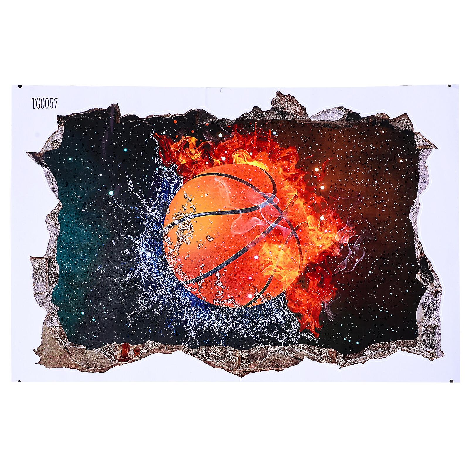 Basketball Room Decor Sports Wall Decal 3d Wall Breaking Simulation Sticker