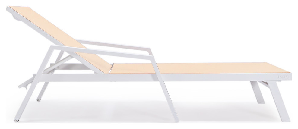 LeisureMod Marlin Patio Chaise Lounge Chair White Arms Set of 2   Contemporary   Outdoor Chaise Lounges   by LeisureMod  Houzz