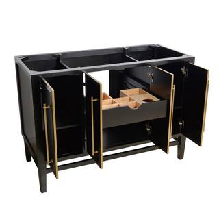 Avanity Mason 48 in. Bath Vanity Cabinet Only in Black with Gold Trim MASON-V48-BKG