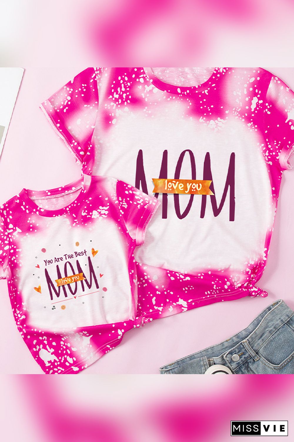 Family Matching Mother's Day MOM Print Short Sleeve Tee Wholesale