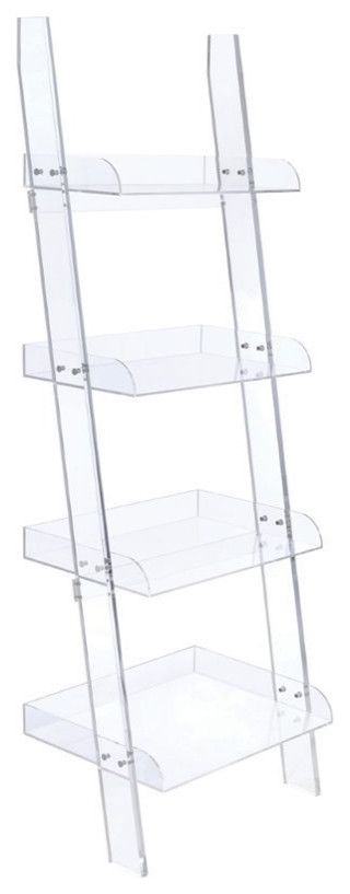 Coaster Amaturo 4 Shelf Contemporary Ladder Plastic Bookcase in Clear   Contemporary   Bookcases   by Simple Relax  Houzz