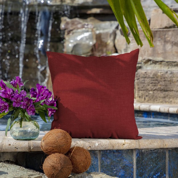 Arden Outdoor Square Throw Pillow Ruby Red Leala Texture