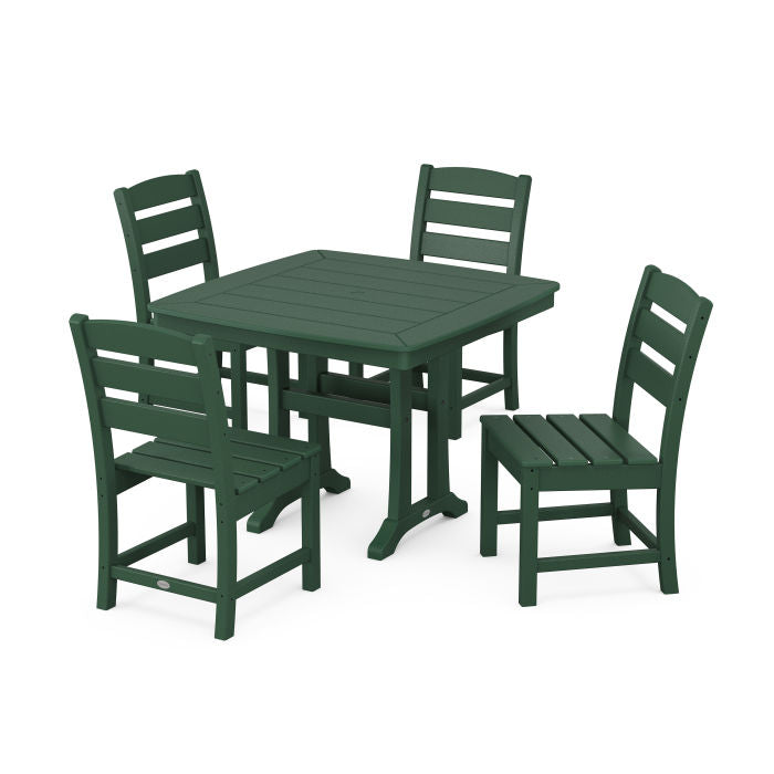 Polywood Lakeside Side Chair 5-Piece Dining Set with Trestle Legs PWS974-1