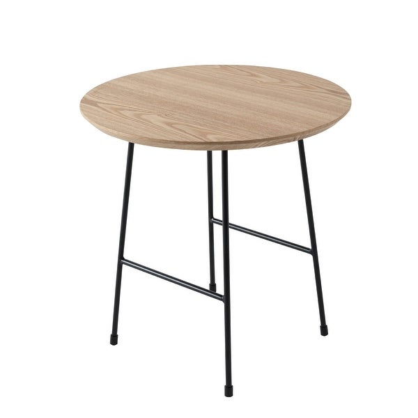 LeisureMod Rossmore Modern Round Side Table With Black Steel Frame - 19.7