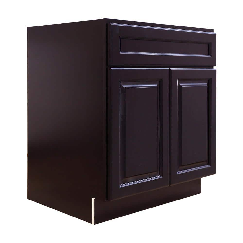 LIFEART CABINETRY 30 in W x 21 in D x 345 in H Ready to Assemble Vanity Cabinet with 2Doors in Dark Espresso