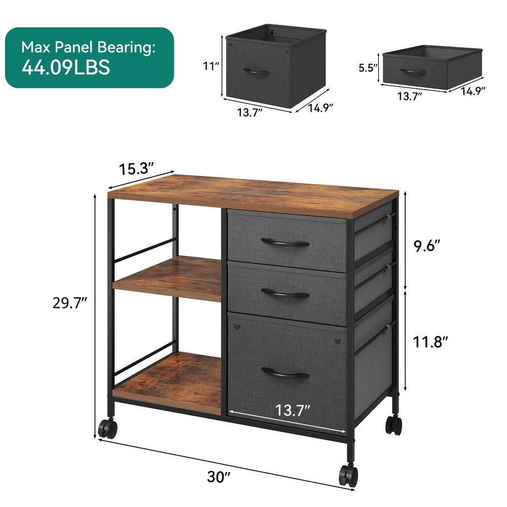 Modern 3 Drawer File Cabinet with 3 Shelves