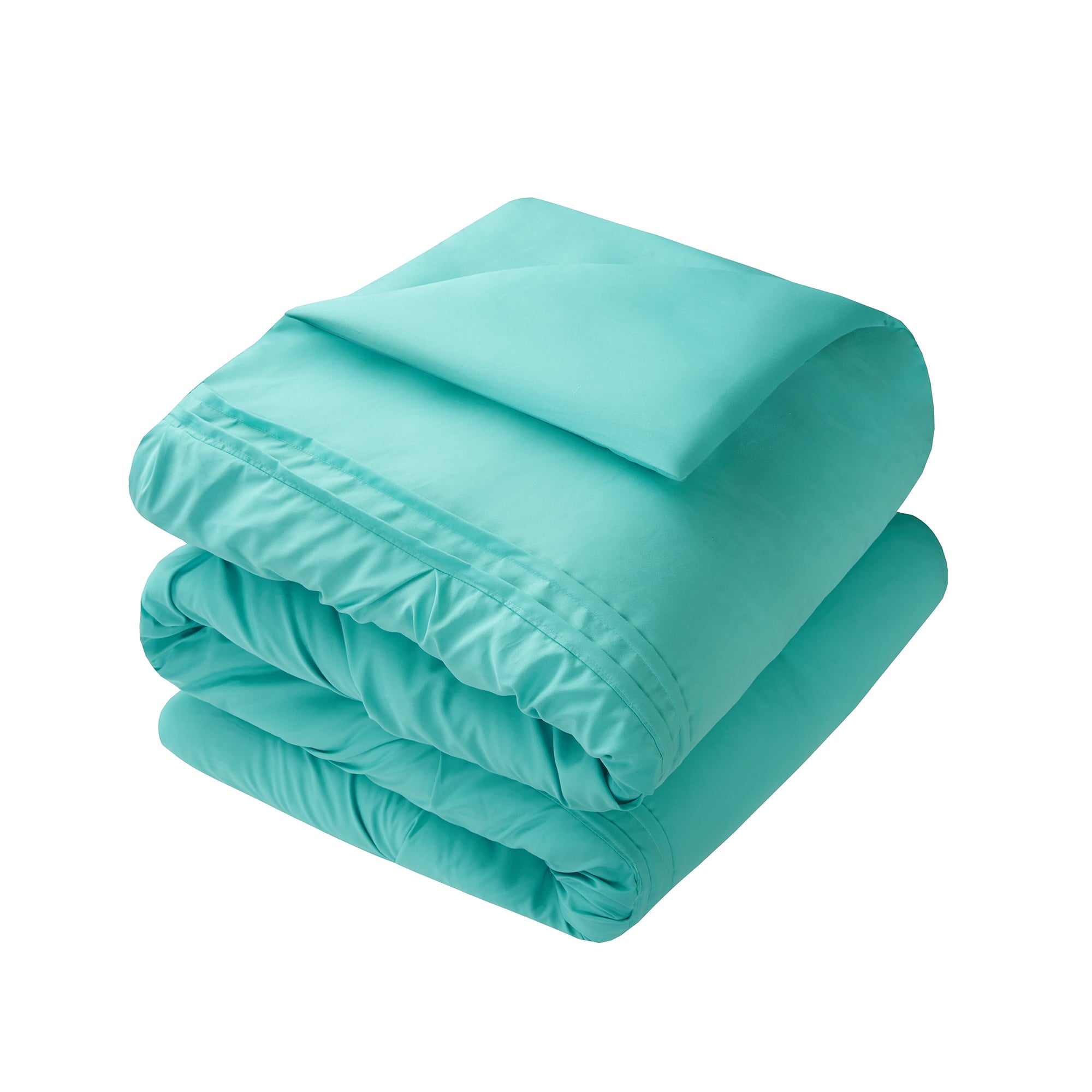 Comfort Spaces Cavoy Faux Silk 5-Piece Tufted Aqua Comforter Set with Bed Skirt and Decorative Pillow， King