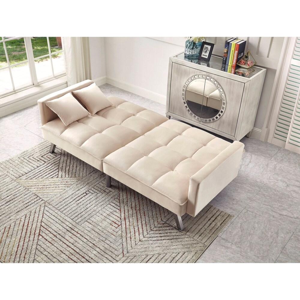 Comfortable Velvet Multi position Sleeper Sofa Bed