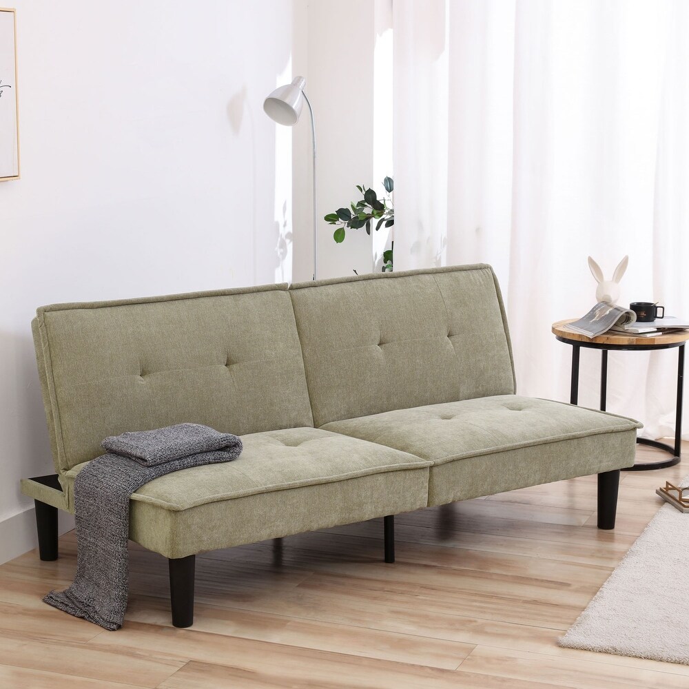 Futon Memory Foam Couch Bed Comfortable Faxu Leather Loveseat Sleeper Sofa for Dorm Apartment Office College Small Space RV