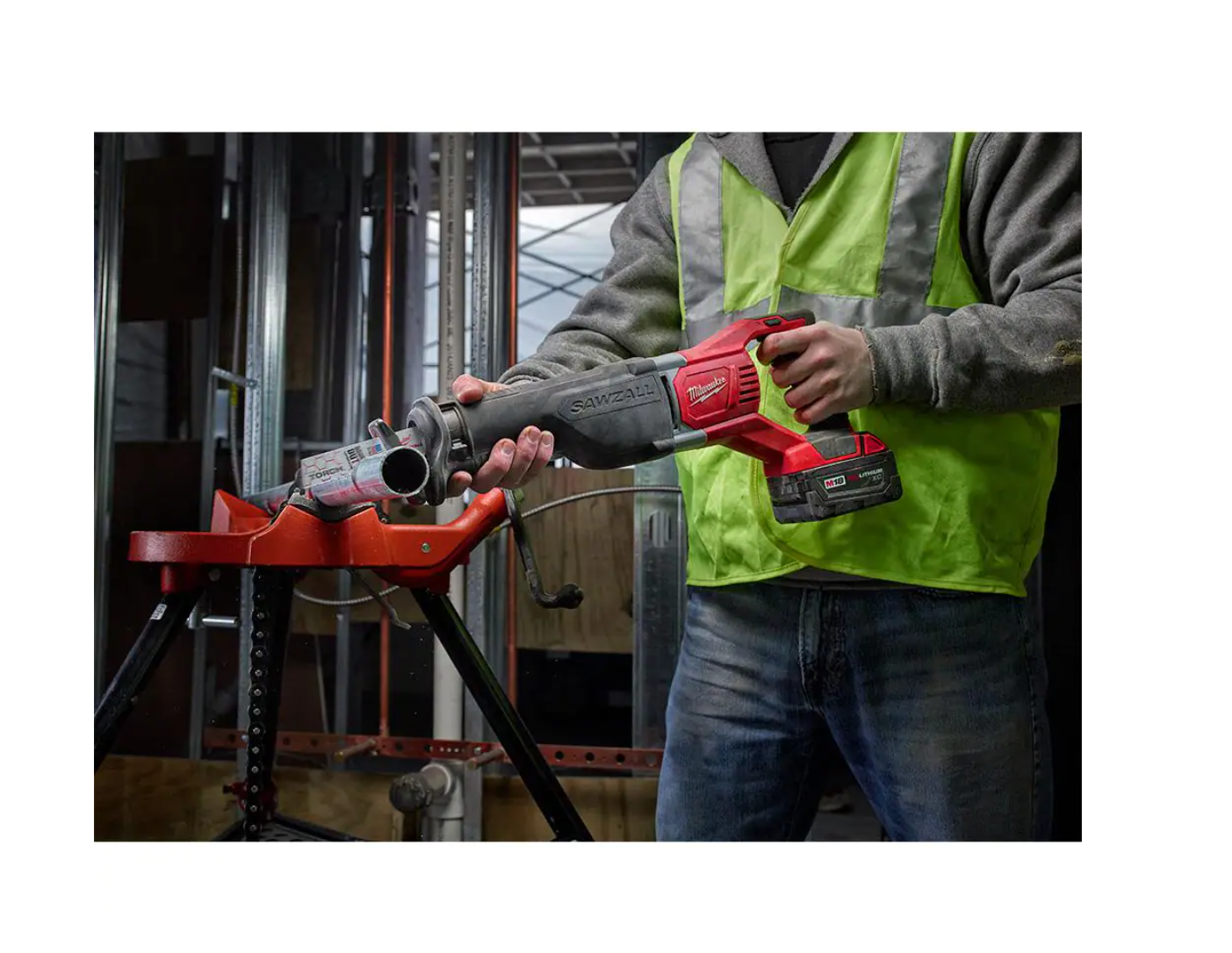 Milwaukee 2621-20-48-11-1837 M18 18V Lithium-Ion Cordless SAWZALL Reciprocating Saw with Two 3.0Ah Batteries