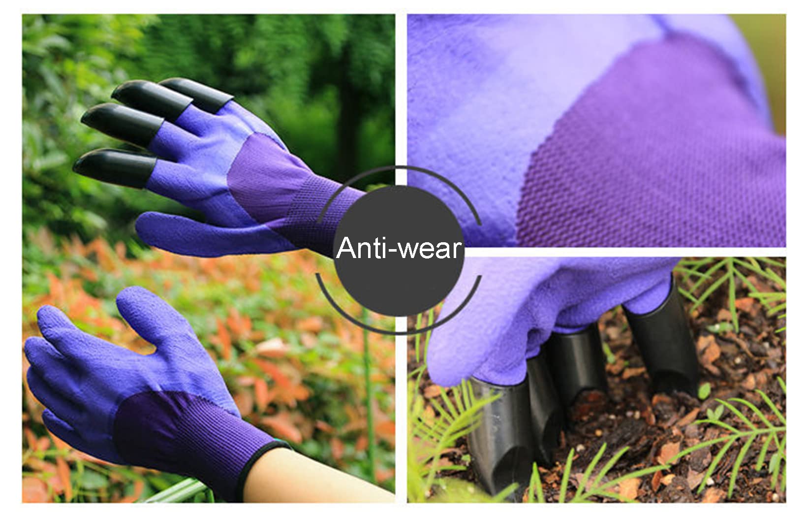 A Pair Of Gardening Gloves With Claws Multifunctional Gardening Gloves Purple ABS Waterproof Home Garden Gloves