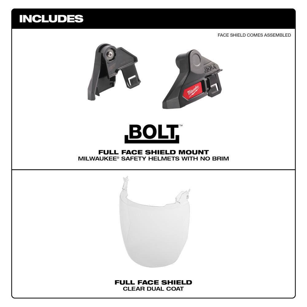 MW BOLT Fog Free Clear Full Face Shield (No Brim Helmet Only) 48-73-1421