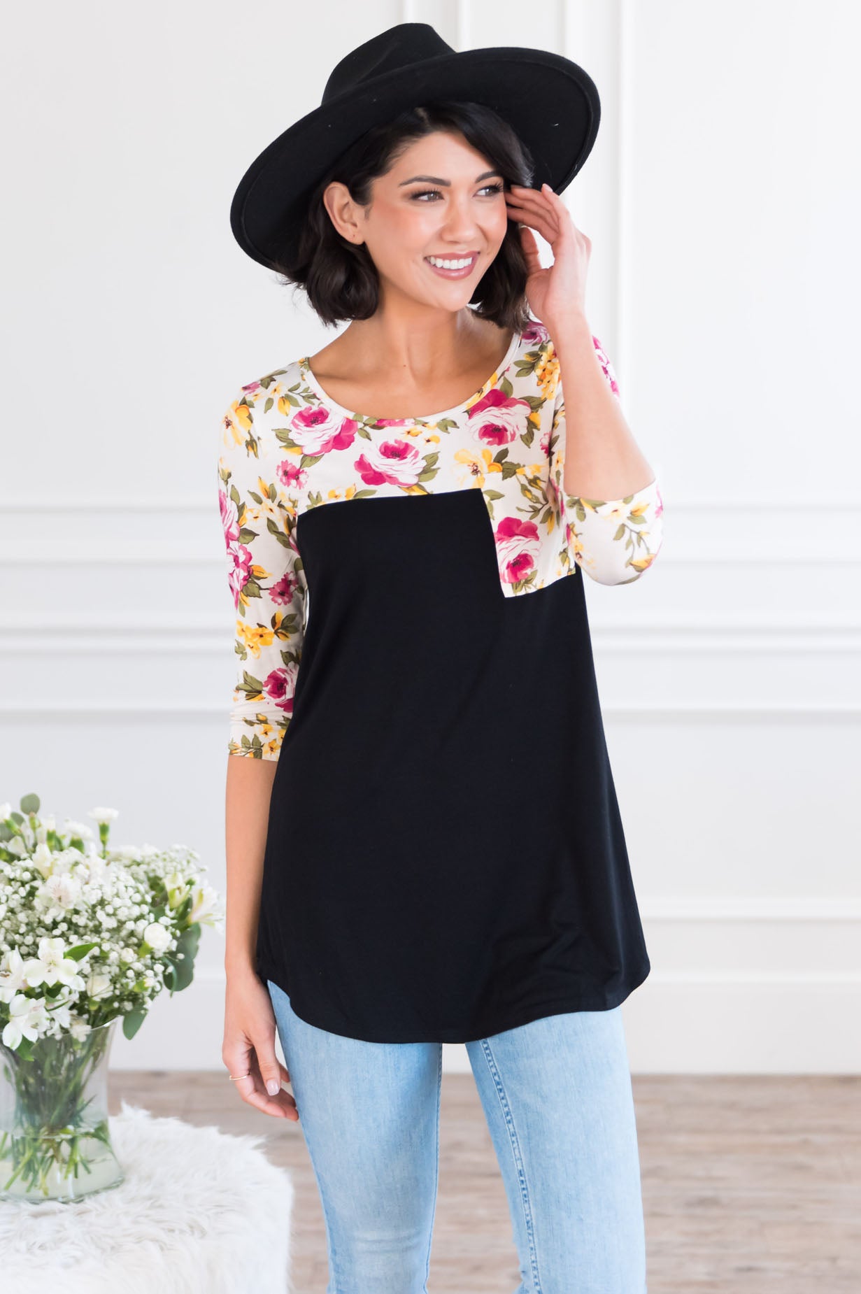 Bloom Season Modest Pocket Baseball Tee