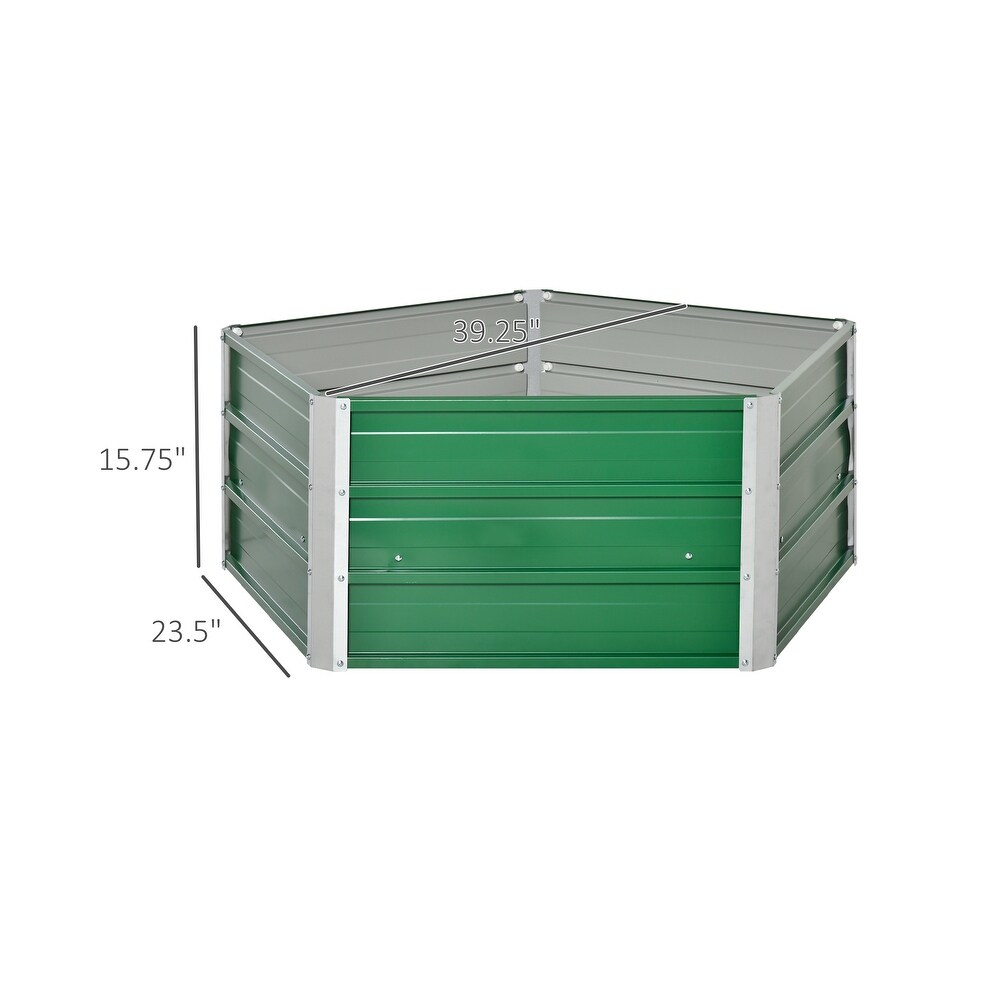 39in. Green Metal Raised Planting Boxes with Install Gloves  Elevated Large Galvanized Steel Planter Box for Backyard