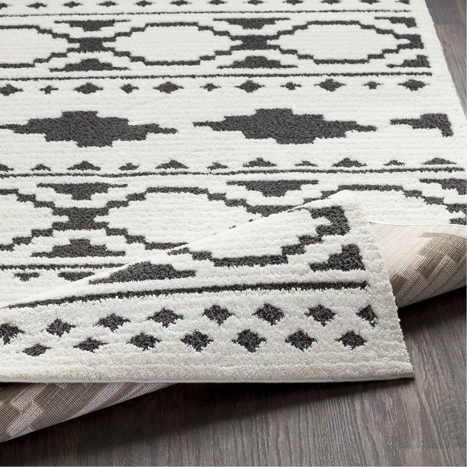 Moroccan Shag Rug in White & Black