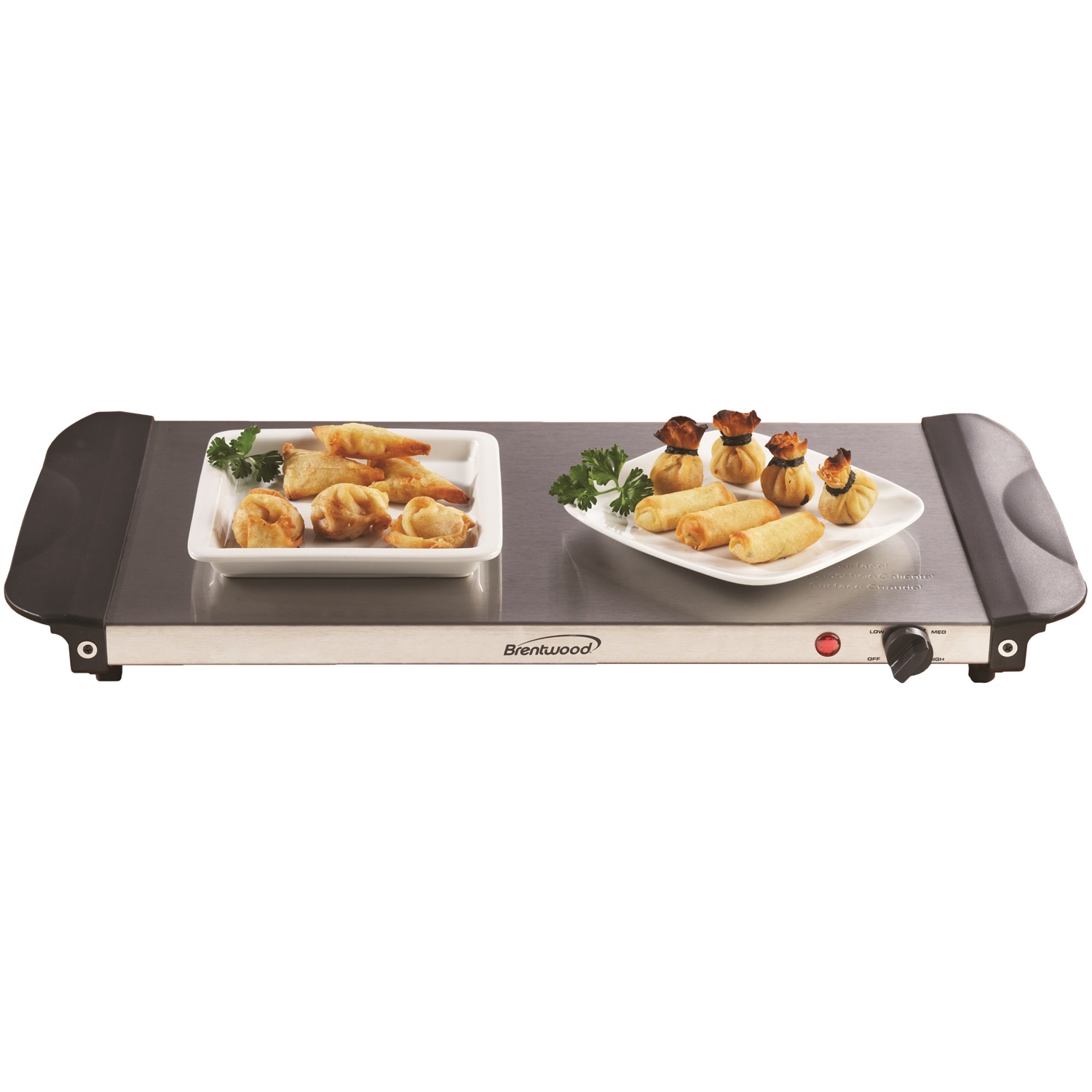 Brentwood 180-Watt 4.5-Qt. 3-Pan Buffet Server and Warming Tray， Silver