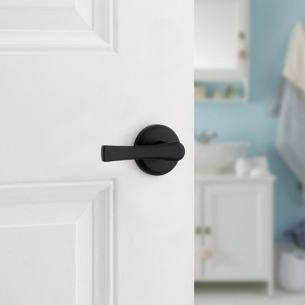 Kwikset Katella Matte Black Privacy BedBath Door Lever with Microban 730KAL5146ALRCS