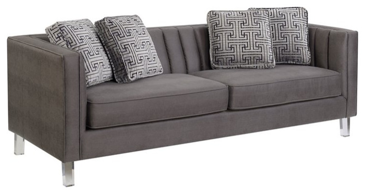 Contemporary Sofa  Acrylic Legs  ampAnimal Skin Patterned Polyester Seat  Gray   Contemporary   Sofas   by Decorn  Houzz