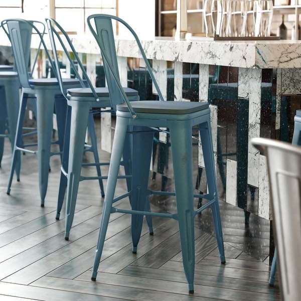 All-Weather Bar Height Stool with Poly Resin Seat