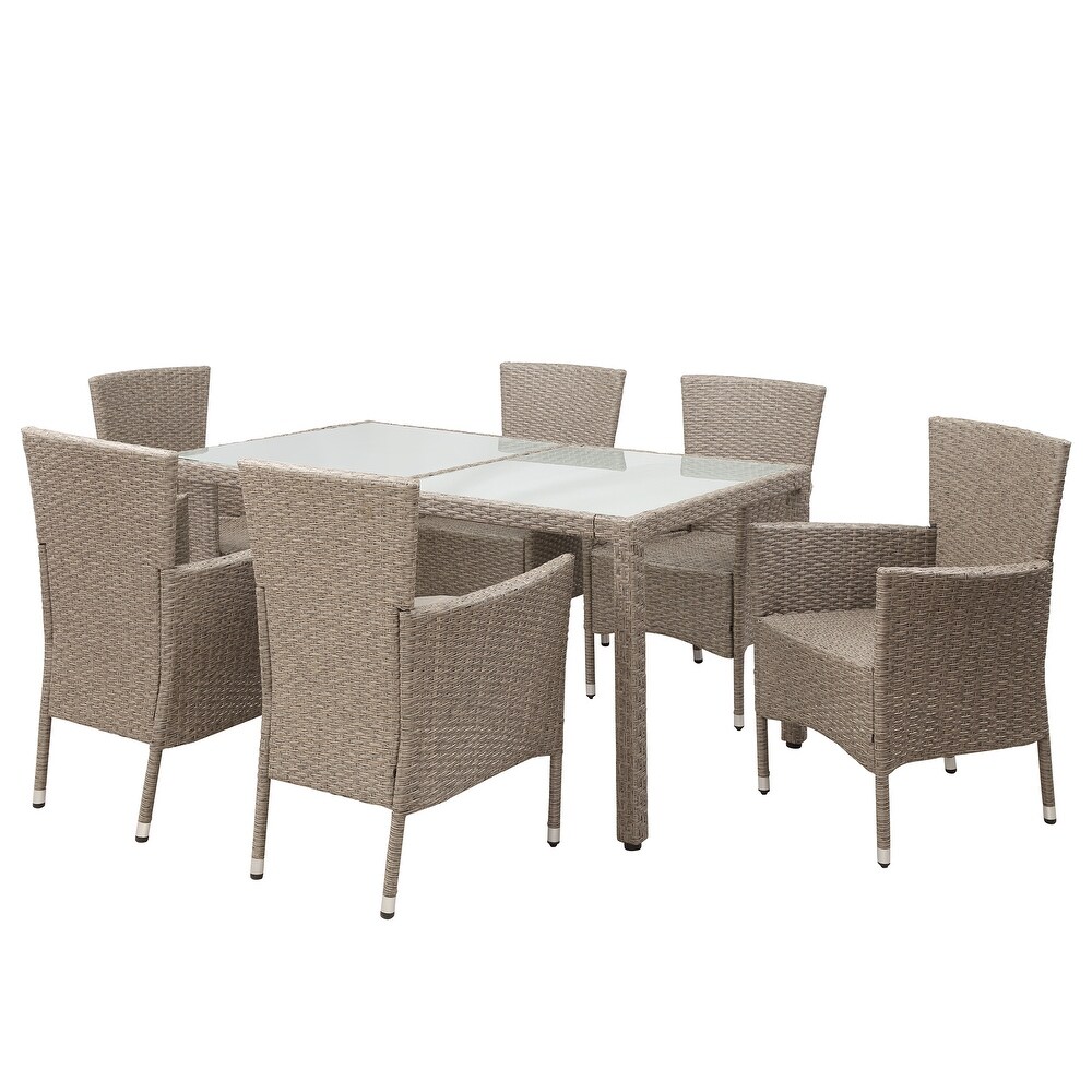 7 Pieces Outdoor Wicker Patio Dinning Table Set