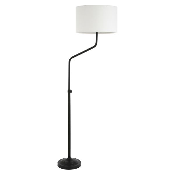 Callum Height-Adjustable Floor Lamp with Fabric Shade in Blackened Bronze/White