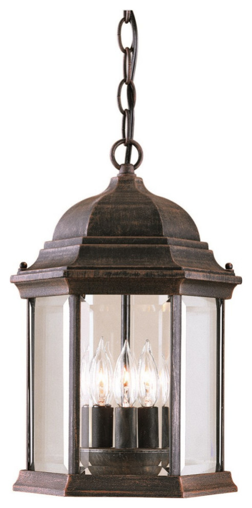 Forte 3 LT Cast Aluminum Outdoor Pendant 1711 03 28  Painted Rust   Traditional   Outdoor Hanging Lights   by Buildcom  Houzz