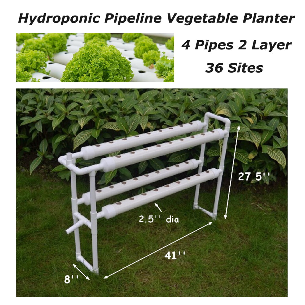 EQCOTWEA Hydroponic 36 Plant Site Grow Kit Pipeline Vegetable Planter PVC