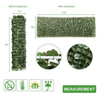 VINGLI 39 in. x 119 in. Artificial Hedges Faux Ivy Leaves Garden Fence Decorative Trellis Privacy Screen Mesh HD-G89000627