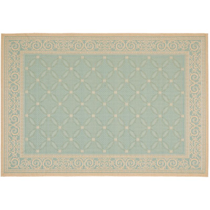 Safavieh Courtyard Cream Aqua Indoor Outdoor Rug