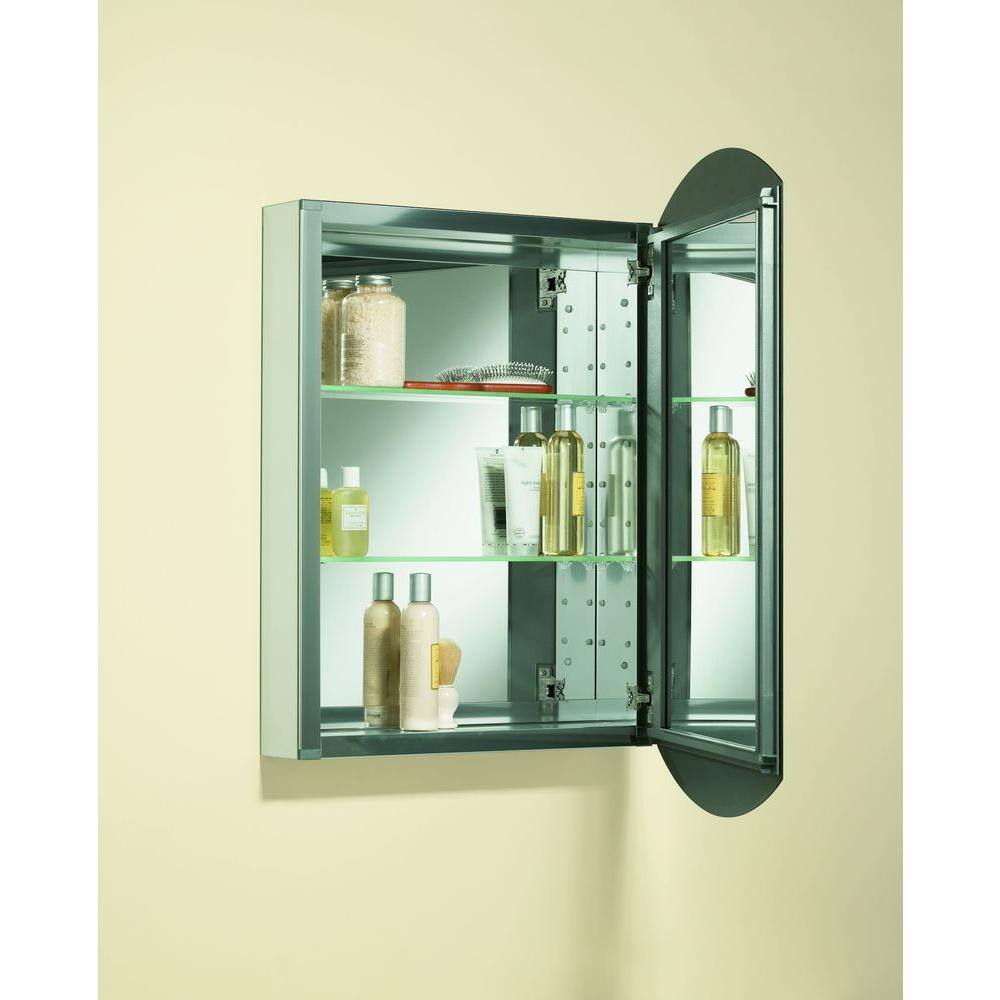 KOHLER Archer 20 in. W x 31 in. H Single Door Mirrored Recessed Medicine Cabinet in Anodized Aluminum K-3073-NA