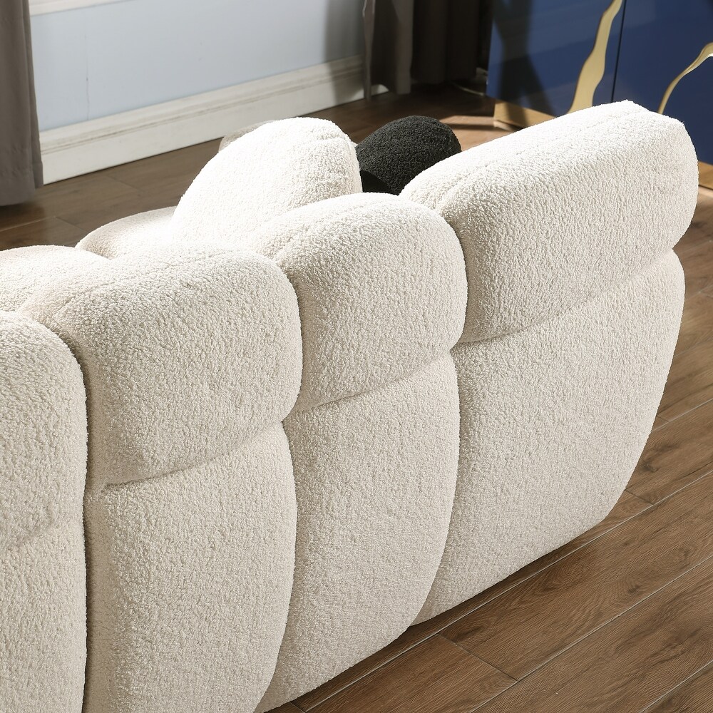 Beige Boucle Sectional Sofa Sets Marshmallow Loveseat Settee