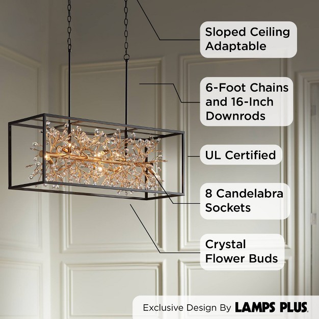 Wide Modern Clear Crystal 8 light Fixture For Dining Room Kitchen Island Home