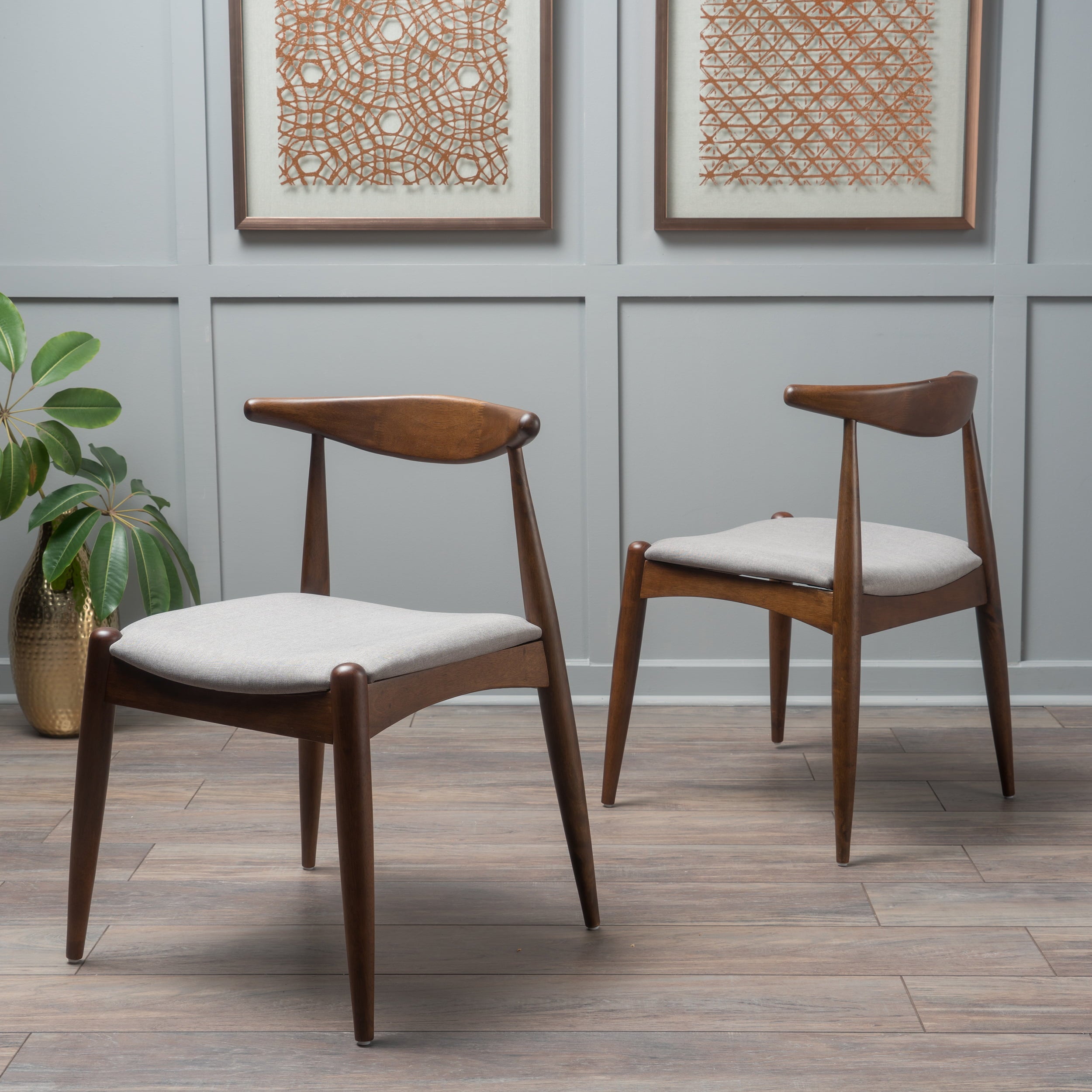 Lagom Eliza Scandinavian Dining Chairs， Set of 2， Natural Walnut