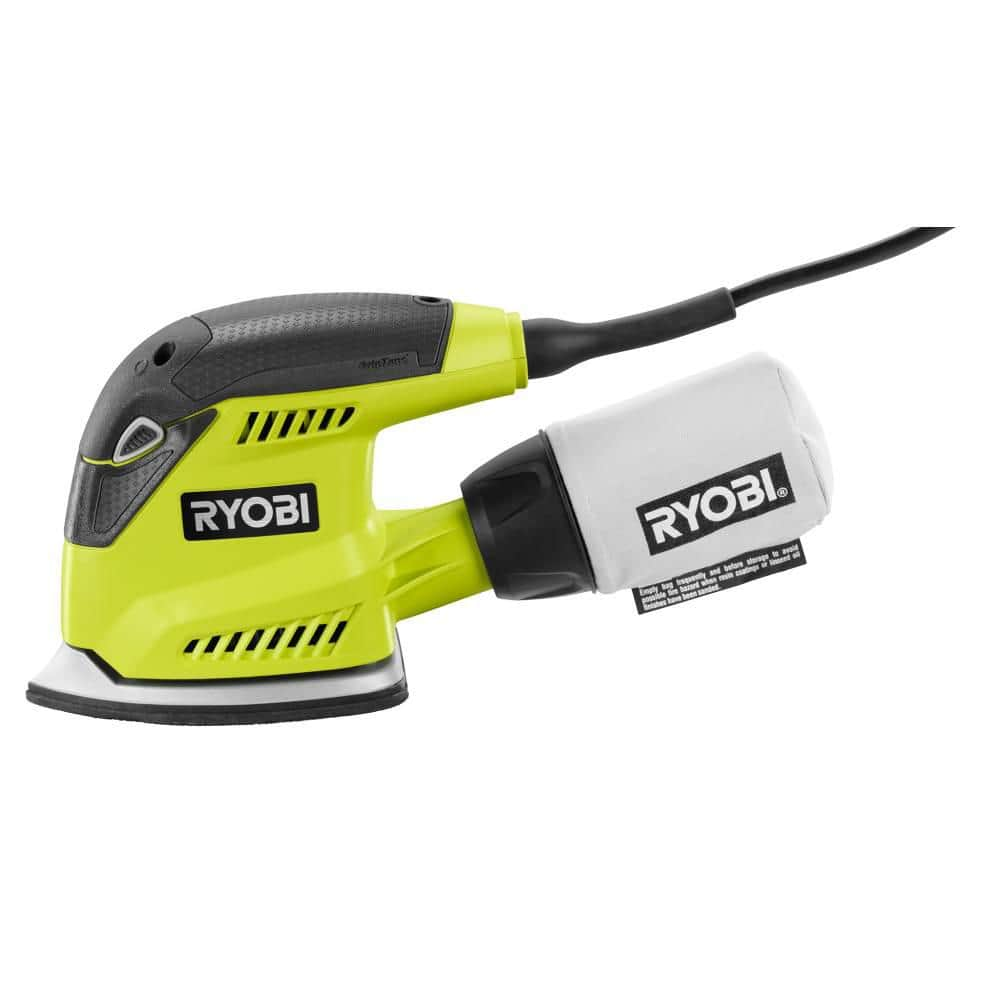 RYOBI 1.2 Amp Corded 5.5 in. Corner Cat Sander with Dust Bag, Sample Sandpaper, and Storage Case CFS1503GK