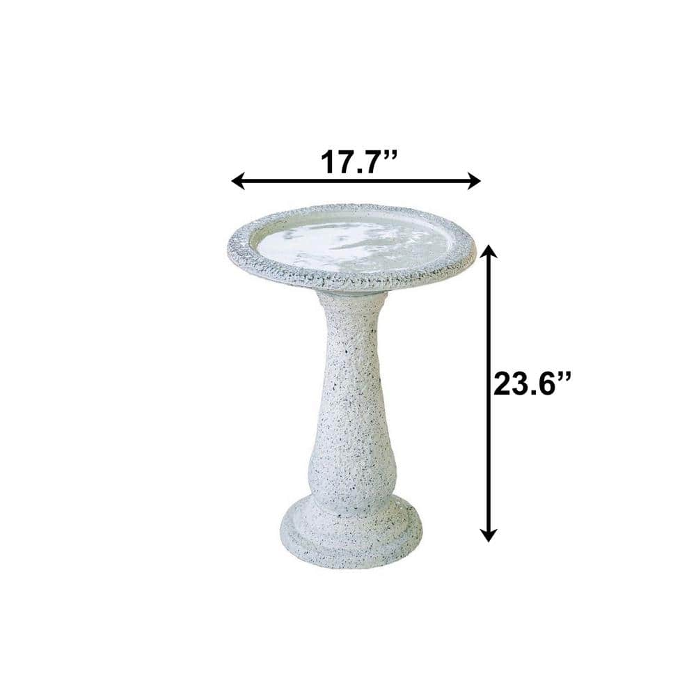 XBRAND 23.6 in. Tall Yellow Fiber Stone Birdbaths with Round Pedestal and Base (Set of 2) GE2418BBYE-2