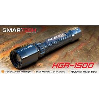 Smartech Products 1500 Lumens Dual Powered Rechargeable LED Flashlight and 5200 mAh Power Bank HGR-1500