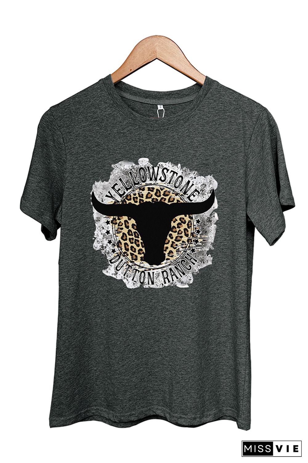 Yellowstone Dutton Ranch Leopard Short Sleeve Graphic Tee Wholesale