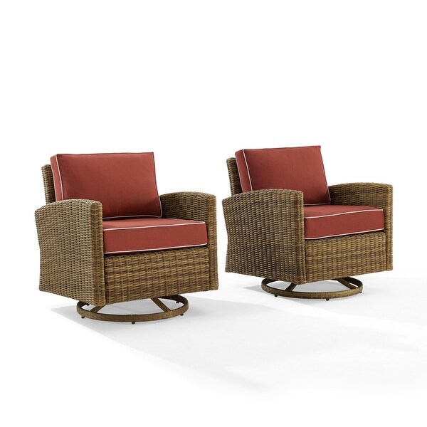 Crosley Bradenton 2Pc Outdoor Wicker Swivel Rocker Chair Set