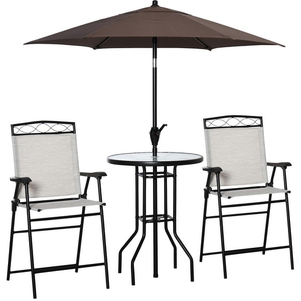 4Piece Outdoor Patio Dining Set with Folding Chairs