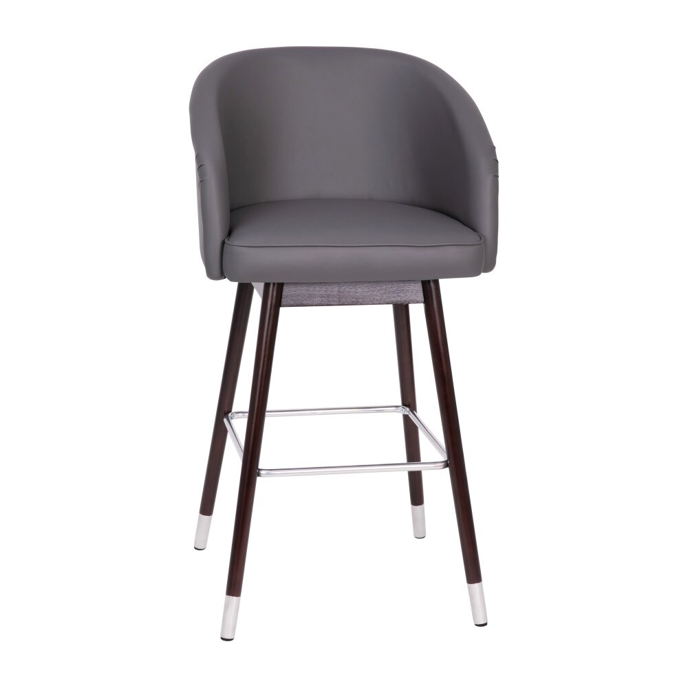 Upholstered Bar Stool with Wooden Legs