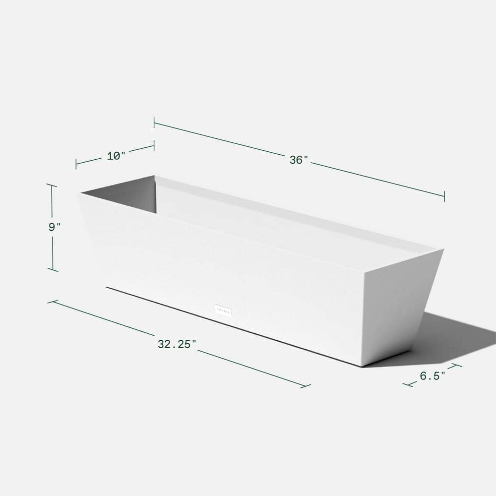 Veradek 9 in. x 36 in. White Plastic Window Box (2-Pack) WBV36W-2PK