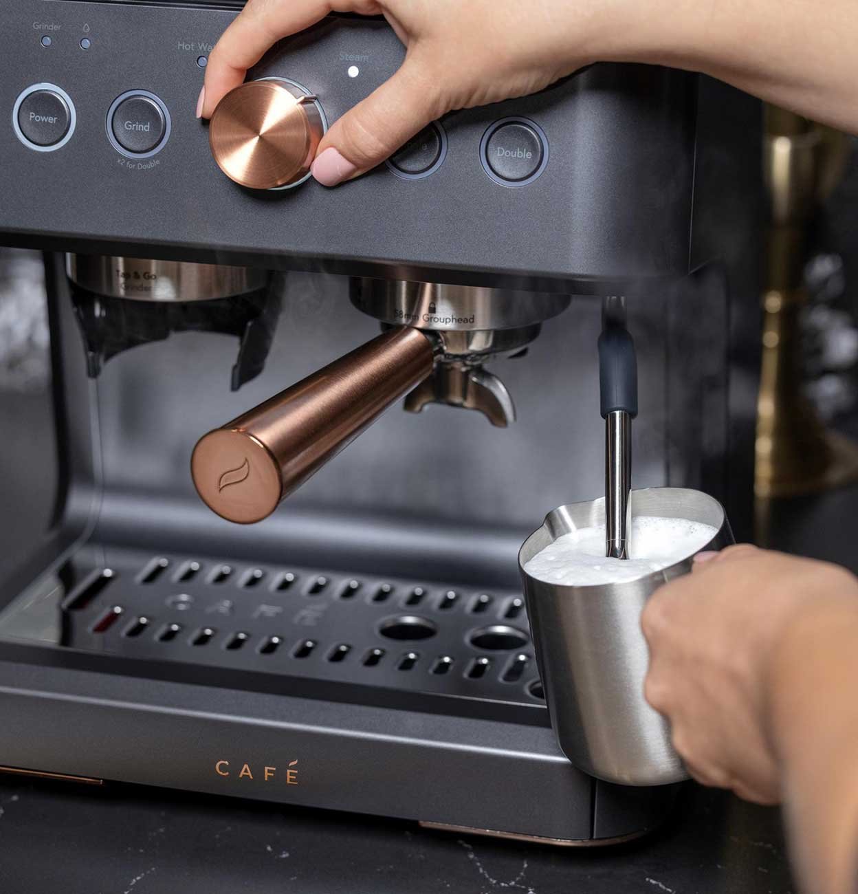 Cafe Bellissimo Matte Black Semi Automatic Espresso Machine