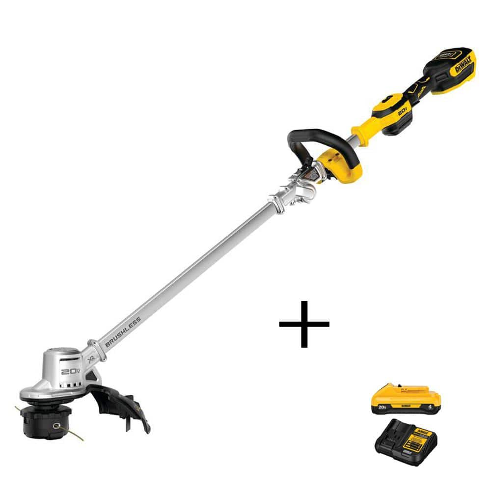 DEWALT 20V Cordless Brushless String Trimmer?with 20V MAX Compact Lithium-Ion 4Ah Battery Pack and 12V to 20V MAX Charger DCST922BWCB240C