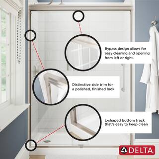 Delta Ashmore 60 in. W x 74-38 in. H Sliding Frameless Shower Door in Matte Black with 516 in. (8 mm) Clear Glass SD5758422