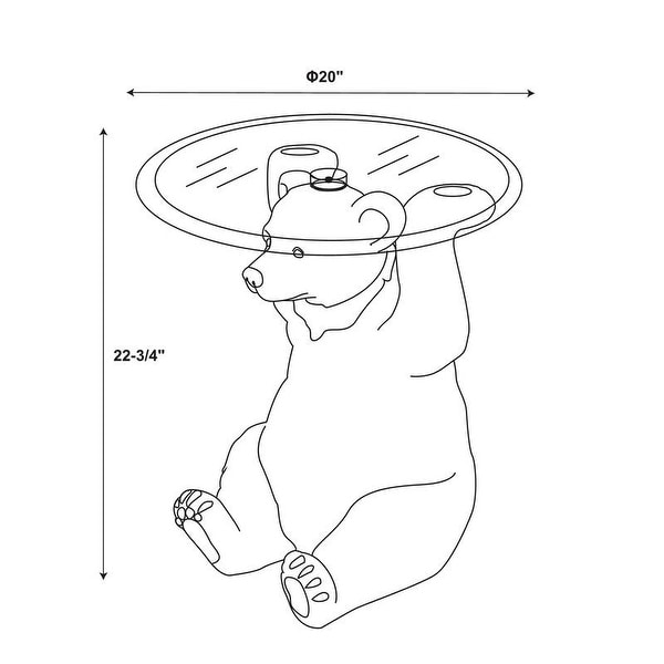 Powell Barney Bear Cabin Resin， Glass Accent Side Table
