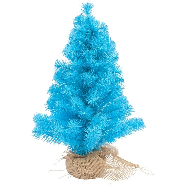 17.5 Cerulean Blue Pine Tree in Natural Jute Base Christmas Decor