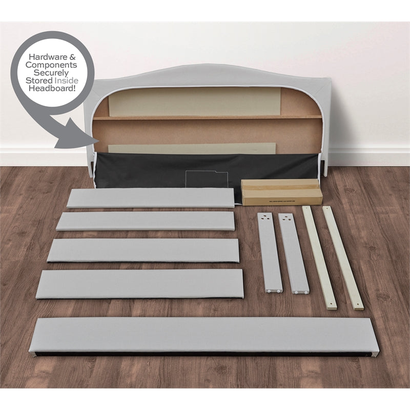 Vertically Channeled King Upholstered Platform Bed in Gray