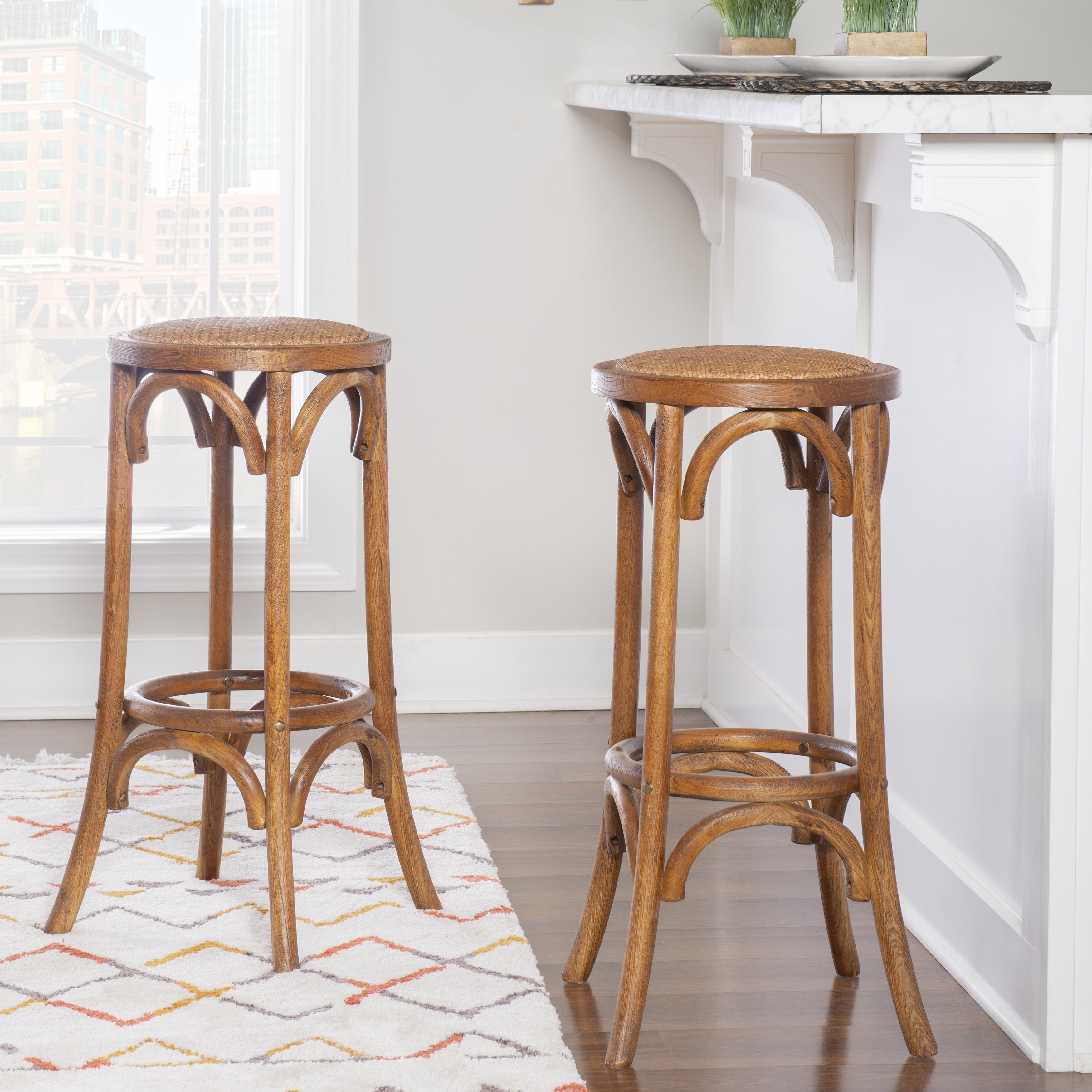 Flint Walnut Rustic Backless Bar Stool